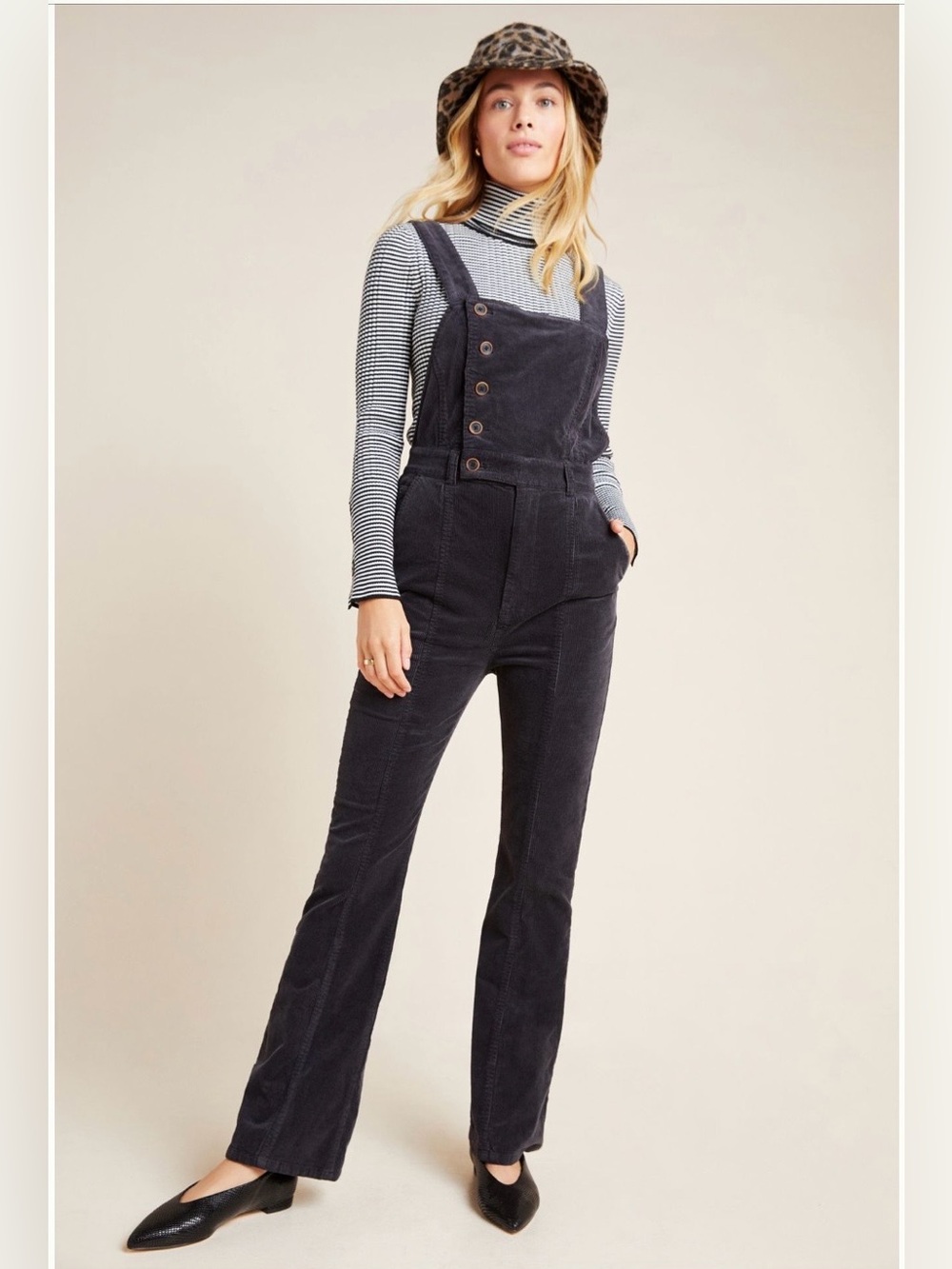 Anthropologie Pilcro Corduroy Button Front Overalls Charcoal. Boho. Retro. 2